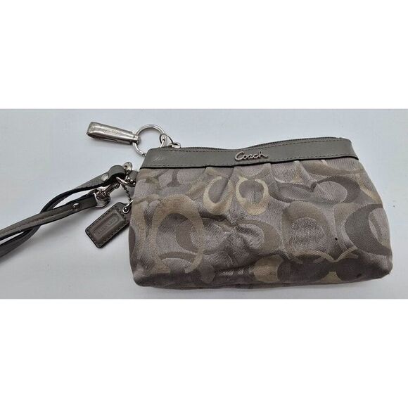 Coach Signature Gray Wristlet - Picture 1 of 4